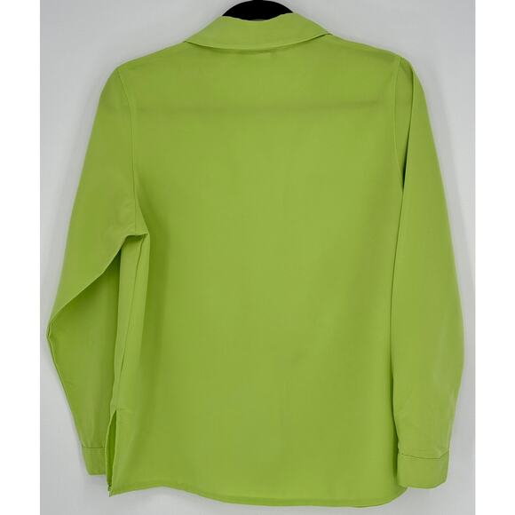 Real Clothes Saks Fifth Avenue Women Lime Green Button Down Shirt Size XS - Picture 2 of 3